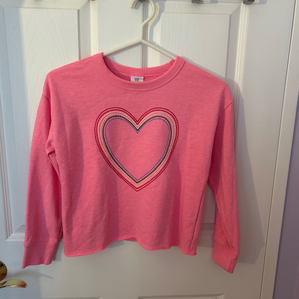 GAP Pink Sweatshirt with Rainbow Heart